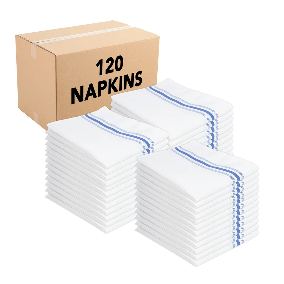 Bistro Napkin Bulk Case of 120 Striped Polyester Kitchen Napkins - Color Options - Image 1 of 4