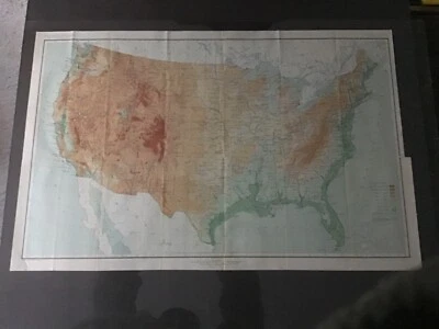 1916-29 US Geological United States Relief map polyconic projection USA - Image 1 of 4