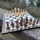 Duży zestaw szachowy Ręcznie robiona drewniana szachownica Ręcznie rzeźbione szachy ٫ Pomysł na prezent