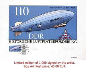 Alemania 1641 Deutschland Bund firmado edición limitada: 1.000 impresiones artísticas zepelín - Imagen 1 de 1