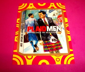 2014 Wacky Packages Series 1 "PLAID MEN" #2 GOLD Terrible TV Sticker Card - Picture 1 of 2