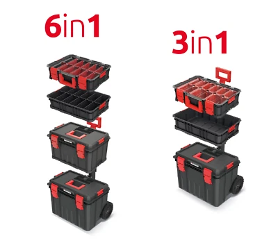 STOLMET Tool Trolley Modular Solution 3-in-1 & 6-in-1 – Modular Toolboxes with Organizer