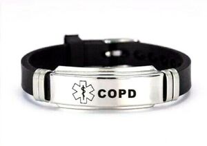 COPD Medical Alert Bracelet Stainless Steel Adjustable Survival Badge Engraved