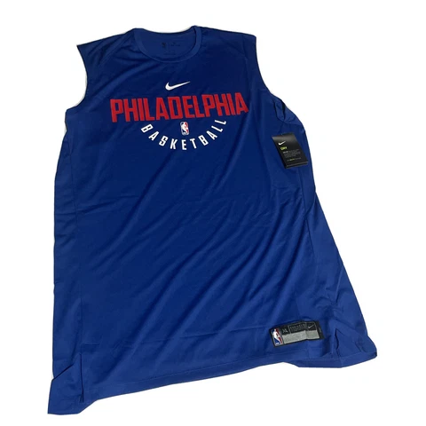 Philadelphia 76ers Dri-Fit Shooting Shirt Blue Men’s No Sleeves Extra Large Tall Cover