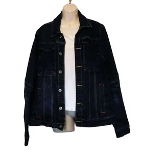 Smoke Rise Jean Jacket L Blue Denim Long Sleeve Dark Wash Pockets Cotton Blend - Picture 1 of 10