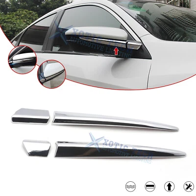 Chrome ABS Exterior Mirror Rear View Strip Overlay Moulding For Civic 2016-2021 - Image 1 of 4