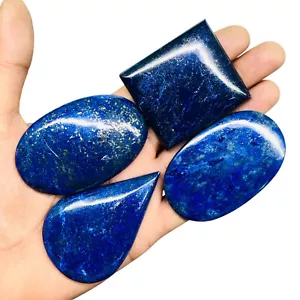 4 Pcs Natural Lapis Lazuli 48-66mm Untreated Huge Loose Cabochon Gemstones Lot - Picture 1 of 10