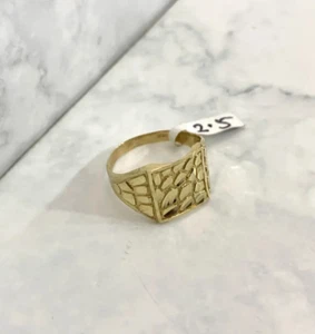 10K Solid Yellow Real Gold Mens Nugget 10 Karat Ring Anillo Boys Jewelry Gift - Picture 1 of 4