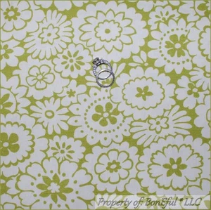 BonEful Fabric FQ Woven Decor Green White Daisy Flower Calico Dot Hippie Urban S - Picture 1 of 13