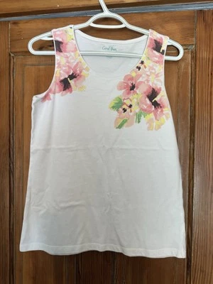 Camiseta sin mangas para mujer Coral Bay Everyday talla pequeña blanca con hibisco floral rosa Foto 1 de 4