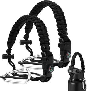 Paracord Handle Strap Cord w/ Carabiner for Wide Mouth Bottles 12oz to 64oz - Picture 1 of 5