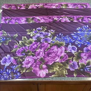 Purple and Green Floral Silk Scarf *New* Asian Oriental 34x34 - Picture 1 of 7