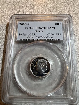 2000 S 10C Silver Roosevelt Dime Proof PCGS PR69DCAM - Image 1 of 2