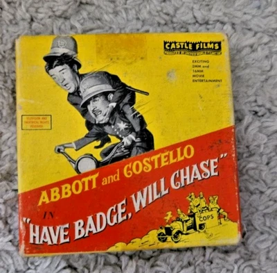 Abbott and Costello 8mm Super 8 Have Badge, Will chase Castle Films No 850 Foto 1 de 4