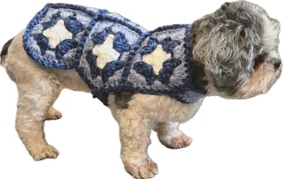 Hand Crochet Dog Coat, Yorkie, Shih Tzu Etc. Length 14” (35cm) - Image 1 of 2