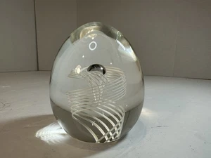 Vintage Steuben Crystal White Latticino Spiral Paperweight - Picture 1 of 4