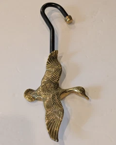 Vintage Brass Goose Mallard Duck Fireplace Damper Pull Hook Hanger 11" - Picture 1 of 6