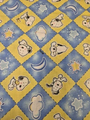 Peanuts Snoopy Fabric 37x32 Springs Snoopy Moon Stars Nursery Quilt Craft - Image 1 of 4