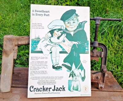1919 CRACKER JACK AD ~ A SWEETHEART IN EVERY PORT ~ W.W.I WALL PICTURE 30" X 20" - Image 1 of 4
