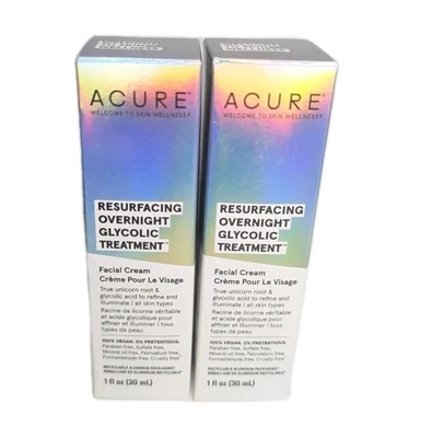 Tratamiento glicólico nocturno Acure rejuvenecimiento (paquete de 2) 1 oz, nuevo y sellado  Foto 1 de 4