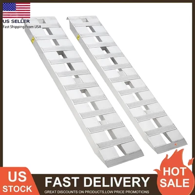 2PCS 94''x15'' Aluminum Ramps 6500Lbs Car Trailer Truck Ramps with Top Hook End - Image 1 of 4