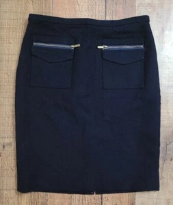 J Crew The Pencil Skirt 2 Wool Blend Navy Blue lined straight - Picture 1 of 7