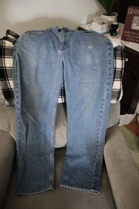 HARD TO FIND CARHARTT BLUE WORK JEANS SIZE 36 X 34 USED - Picture 1 of 8