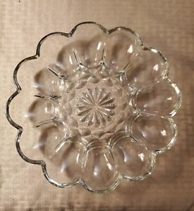 Vintage Anchor Hocking Fairfield Clear Glass Deviled Egg Plate