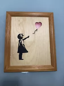 Banksy girl with red balloon wood art framed - Picture 1 of 16