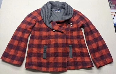 Abrigo de lana Free People para mujer 6 búfalo a cuadros broches de presión bolsillos de cuello tejido  Foto 1 de 4