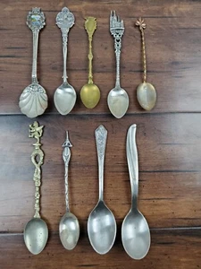 Vtg Art Deco MCM Spoon Lot TWA Airlines Irish Clover Eiffel Tower London - Picture 1 of 8