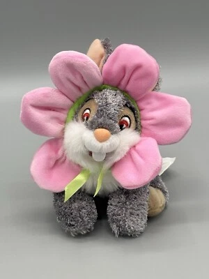 Disney Bambi Thumper Bunny Rabbit Pink Crinkle Flower Floppy 7” Bean Plush - Image 1 of 4