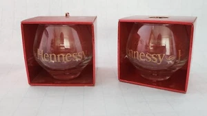 2x Hennessy Cognac Snifter Glass Weighted Bottom Gold Monogram 3.5” Tall - Picture 1 of 5