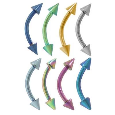 钛弧形杠铃眉环 16 号带钉 — 第 1/4 张图片