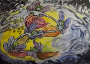 Vintage Watercolour Painting Dancing Fairies by EILEEN WINIFRED COOKE 1924-2007 - Picture 1 of 9
