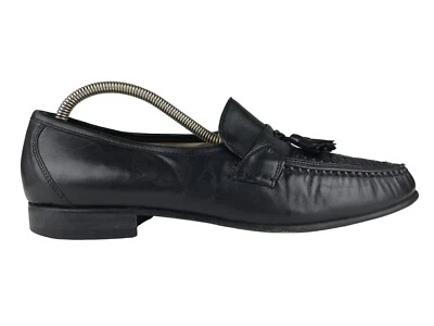 E.T. Zapatos Mocasines Wright Para Hombres Cuero Negro Borlas Puntera Almendra Sin Cordones EE. UU. 11D Foto 1 de 4