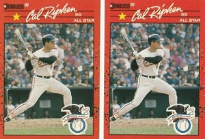 Cal Ripken Jr. 1990 Donruss All-Star 676 Corrected lot of 2 Orioles Leaf