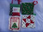 4 OLDER HAND MADE QUILTED CLOTH TYPE CHRISTMAS ORNAMENTS