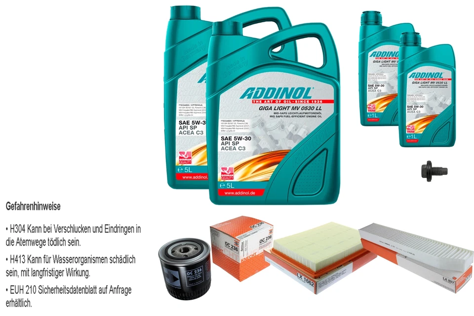 Mahle Inspección Set 12L Addinol Giga Luz Mv 5W-30 para Jeep Commander Furgoneta - Imagen 1 de 1