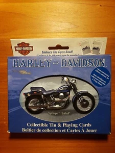 Vintage Genuine Motorcycles Harley Davidson 2 Decks Playing Cards And Tin #'d NU - Picture 1 of 7