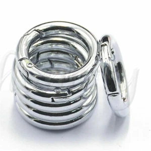 6pcs Mini Silver Circle Round Carabiner Spring Snap Clip Hook Keychain Hiking - Picture 1 of 7