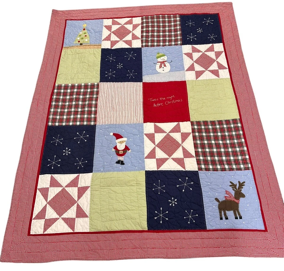 Edredón Pottery Barn Kids Navidad Patchwork “Fue la noche antes de Navidad” Foto 1 de 4