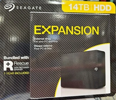 Seagate 14TB Expansion External HDD Desktop Hard Drive USB 3.0 Rescue Recovery - Image 1 of 4