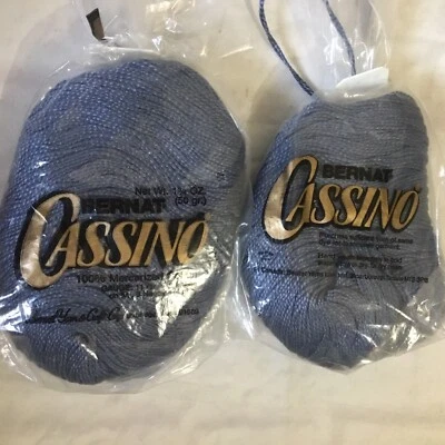 Bernat Cassino Yarn New in Package Lot 2 Blue Gray Mercerized Cotton - Image 1 of 3