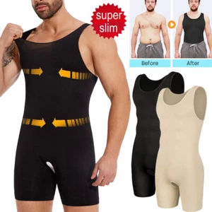 Men Fajas Compression Full Body Shaper Slimming Bodysuit Tummy Control Underwear - Picture 1 of 26