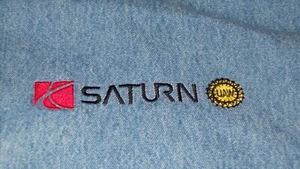 Vintage Mens Embroidered Saturn Logo Blue Denim Shirt ~ Sz 2XLR ~ UAW Automotive - Picture 1 of 4
