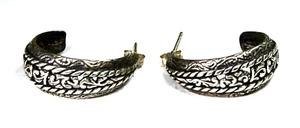 Sterling Silver Carolyn Pollack Filigree Scroll Hoop Earrings 27mm x 11mm - Picture 1 of 6