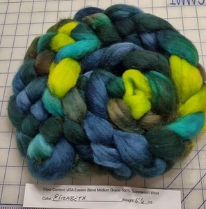 Superwash Wool Combed Top Roving Spinning Handpainted USA Dyed NWT Elizabeth - Picture 1 of 1