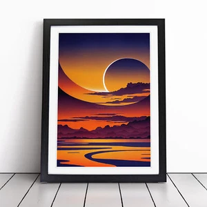 Contoured Abstract Sunset Framed Canvas Wall Art Print Poster Picture - Picture 1 of 8
