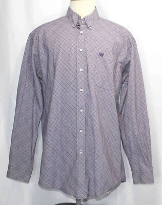 Camisa Cinch Western L/S púrpura a cuadros abotonada L/S MTW1104510 para hombre talla XL Foto 1 de 4